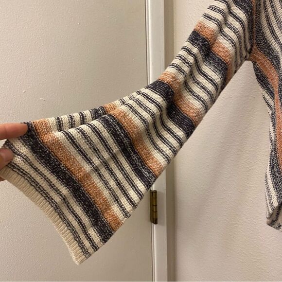 Billabong Baja Beach Stripe Pullover Sweater Hoodie open knit beachy boho M - Picture 10 of 10